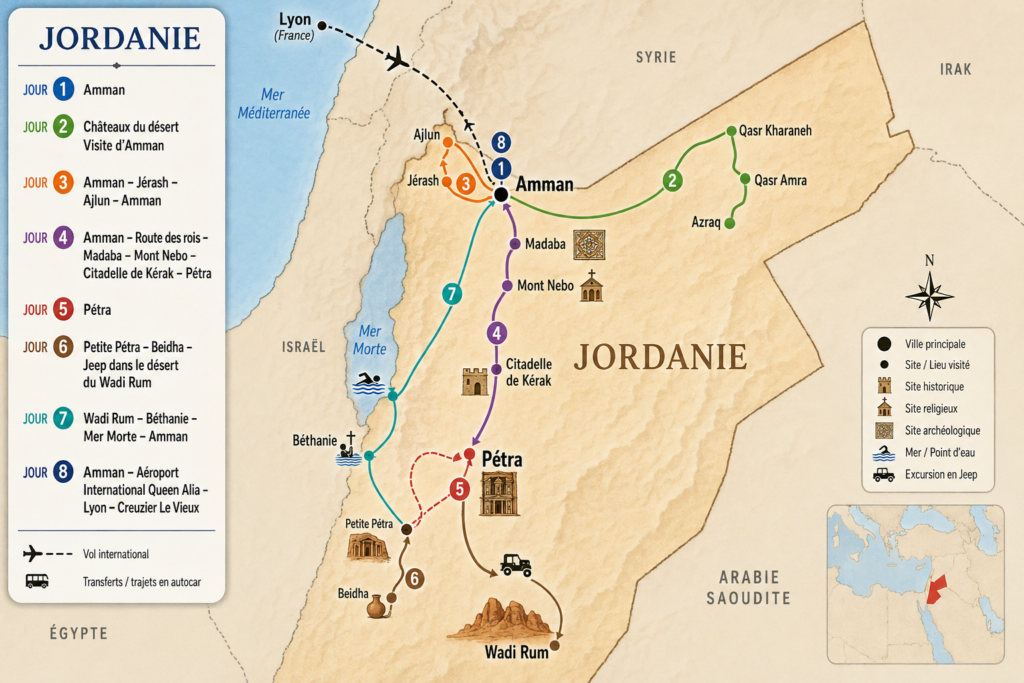 Circuit détaillé en image du voyage en iJordanie
